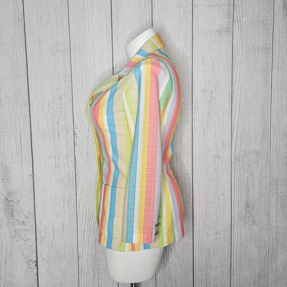 VTG 70s Rainbow Stripe Blazer Jacket | Costume Disco Festival Ringleader - Picture 3 of 5